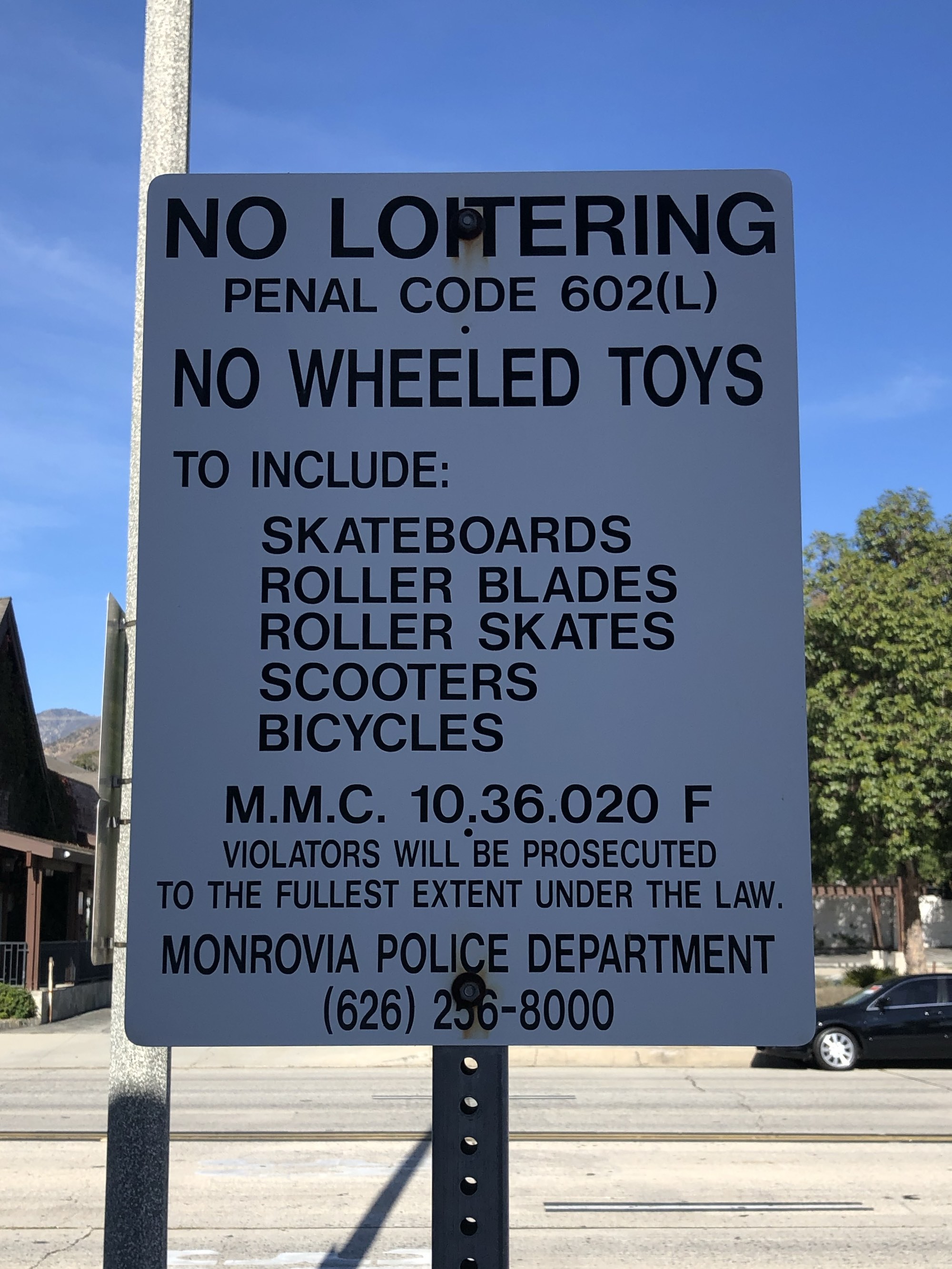 Sign prohibiting wheeled toys