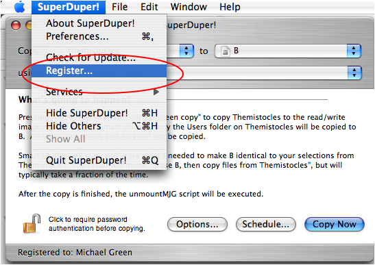 Register SuperDuper!