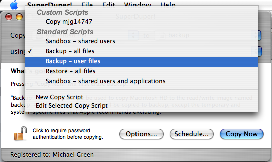 Choose a backup script