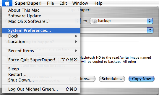 Open system preferences